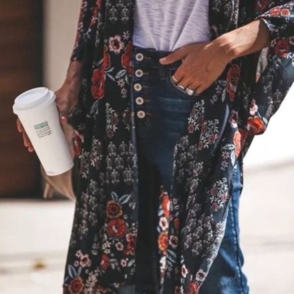 Figleaffashion Tops - SOLD OUT!! Navy Long Kimono Duster Jacket